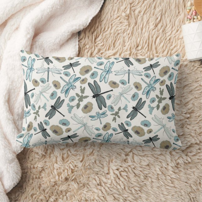 Chic Dragonflies-Blume-Muster Lendenkissen (Decke)