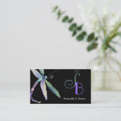Chic Dragonfly Monogram Custom Visitenkarte (Stehend Vorderseite)