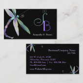 Chic Dragonfly Monogram Custom Visitenkarte (Vorne/Hinten)
