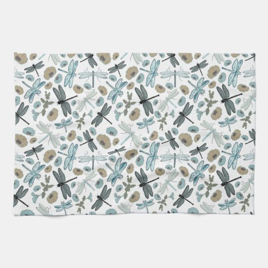 Chic Dragonfly und Blumenmuster Geschirrtuch (Horizontal)