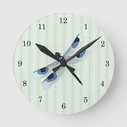 Chic Dragonfly Wall Clock Runde Wanduhr (Vorderseite)