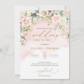 Chic Drehbuch pastellrosa Rosen Salbei Hochzeitsbr Einladung (Vorderseite)
