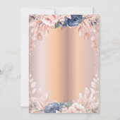 Chic Dress, Blumen, Rose Gold Quinceanera Einladung (Rückseite)