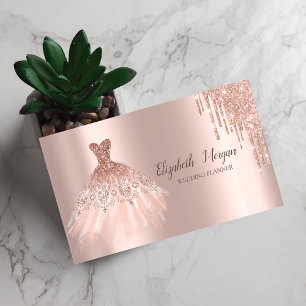 Chic Dress Glitzer Tropfen Rose Gold Visitenkarte