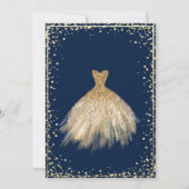 Chic Dress Gold Tiara, Diamonds Quinceañera Einladung (Rückseite)