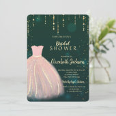 Chic Dress, grünes Brautparty Einladung (Stehend Vorderseite)