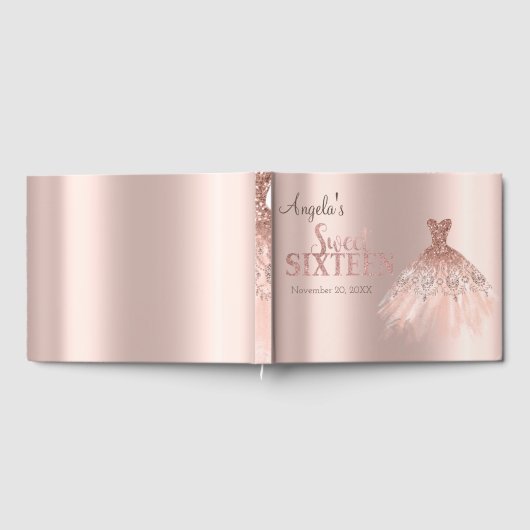 Chic Dress Rose Gold Sweet 16 Gästebuch (Voll)
