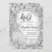 Chic Dress Snowflakes Winter 40. Geburtstag Einladung (Vorne/Hinten)