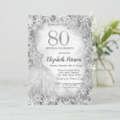 Chic Dress Snowflakes Winter 80. Geburtstag Einladung (Stehend Vorderseite)