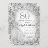 Chic Dress Snowflakes Winter 80. Geburtstag Einladung (Vorne/Hinten)
