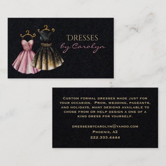 Chic Dress Tailor Business Card Visitenkarte (Vorne/Hinten)