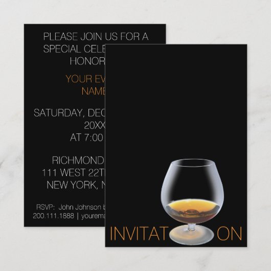 Chic Drink Dinner Vip Personalisierte Einladung (Vorne/Hinten)