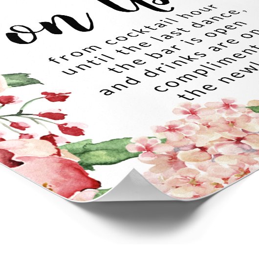 Chic Drinks auf unserer Open Bar Wedding Reception Poster (Ecke)