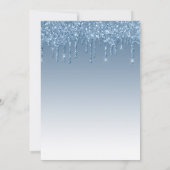Chic Dripping Glitzer Blue Wedding Einladung (Rückseite)