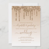 Chic Dripping Glitzer Gold Wedding Einladung (Vorderseite)