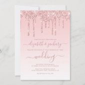 Chic Dripping Glitzer Pink Wedding Einladung (Vorderseite)