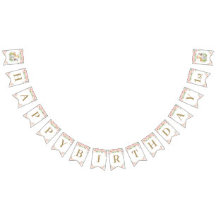 Chic Dschungeltiere Blush Pink Floral Geburtstag Wimpelkette