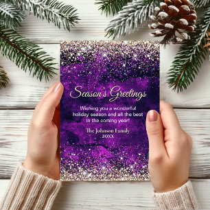 Chic dunkel lila Gold Glitzer Weihnachten Neues Ja