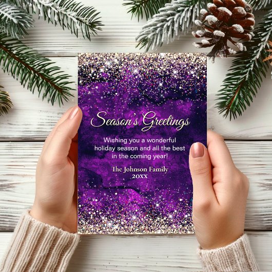 Chic dunkel lila Gold Glitzer Weihnachten Neues Ja