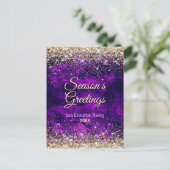 Chic dunkel lila Gold Glitzer Weihnachten Neues Ja Postkarte (Stehend Vorderseite)