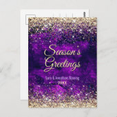 Chic dunkel lila Gold Glitzer Weihnachten Neues Ja Postkarte (Vorne/Hinten)