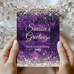 Chic dunkel violett gold glitzer Weihnachten neues Postkarte
