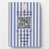 Chic Dunkelblau & Weiße Streifen QR-Code Wifi Fotoplatte (Vorderseite)