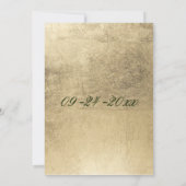 Chic dunkelgrüne blaue goldene Blumenhochzeit Einladung (Rückseite)