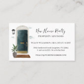 Chic Dunkelgrüne Wasserfarbenfront Eingang Visitenkarte (Vorderseite)