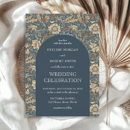 Chic dunkelpastellblau Elfenbein Blumenstrauß Juge Einladung