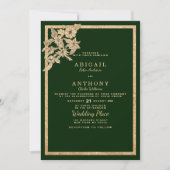 Chic dunkelwaldgrün Glitzer Blumenzange Einladung (Vorderseite)