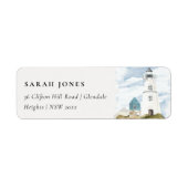 Chic Dusky Aqua Blue Lighthouse Bergadresse (Vorne)