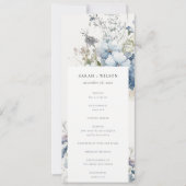 Chic Dusky Blue Hütte Floral Wedding Program Einladung (Vorderseite)
