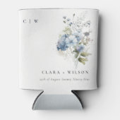 Chic Dusky Blue Watercolor Hütte Blumenzehen Dosenkühler (Vorderseite)