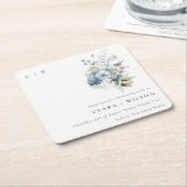 Chic Dusky Blue Watercolor Hütte Blumenzehen Rechteckiger Pappuntersetzer (angewinkelt)