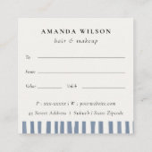 Chic Dusky Blue Watercolor Strips Gift Certificate Quadratische Visitenkarte (Rückseite)