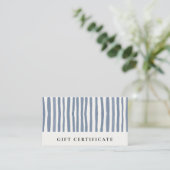 Chic Dusky Blue Watercolor Strips Gift Certificate Visitenkarte (Stehend Vorderseite)