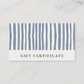Chic Dusky Blue Watercolor Strips Gift Certificate Visitenkarte (Vorderseite)