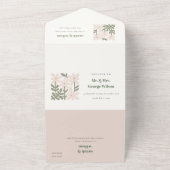 Chic Dusky Blush Retro Minimal Blumenzwiese All In One Einladung (Außenbereich)