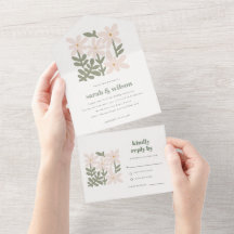 Chic Dusky Blush Retro Minimal Blumenzwiese