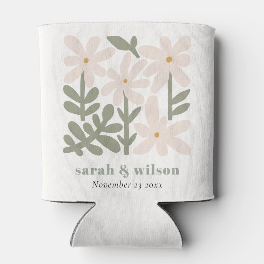 Chic Dusky Blush Retro Minimal Blumenzwiese Dosenkühler (Rückseite)