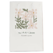 Chic Dusky Blush Retro Minimal Blumenzwiese Mittlere Geschenktüte (Vorderseite)