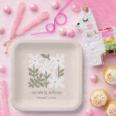 Chic Dusky Blush Retro Minimal Blumenzwiese Pappteller (Party)