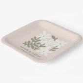 Chic Dusky Blush Retro Minimal Blumenzwiese Pappteller (Gewinkelt)