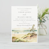 Chic Dusky Coast Beach Sun Seascape Verlobung Einladung (Stehend Vorderseite)