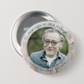 CHIC DUSKY GRAY GOLD AGATE BEILEID MEMORIAL FOTO BUTTON (Vorne & Hinten)