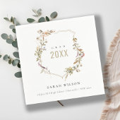 Chic Dusky Pink Blush Wildblume Wappen Abschluss Serviette