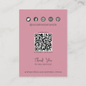 Chic Dusky Pink Leaf Juwelier Hairclip Display Car Telefonnummerkarte (Rückseite)