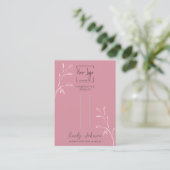 Chic Dusky Pink Leaf Juwelier Hairclip Display Car Telefonnummerkarte (Stehend Vorderseite)