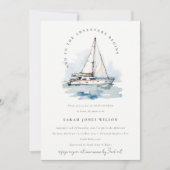 Chic Dusky Sailboat Seascape Baby Dusche Einladung (Vorderseite)